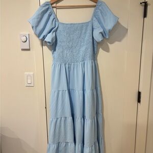 Amazon Blue Puff Sleeve Dress